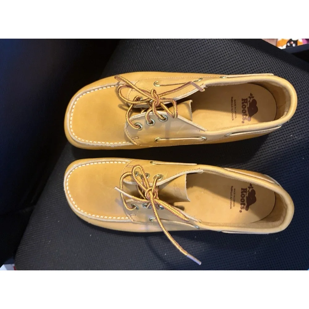Roots Mens Boat Shoes Leather Lace Up Comfort Casual Tan‎ Loafers 7.5